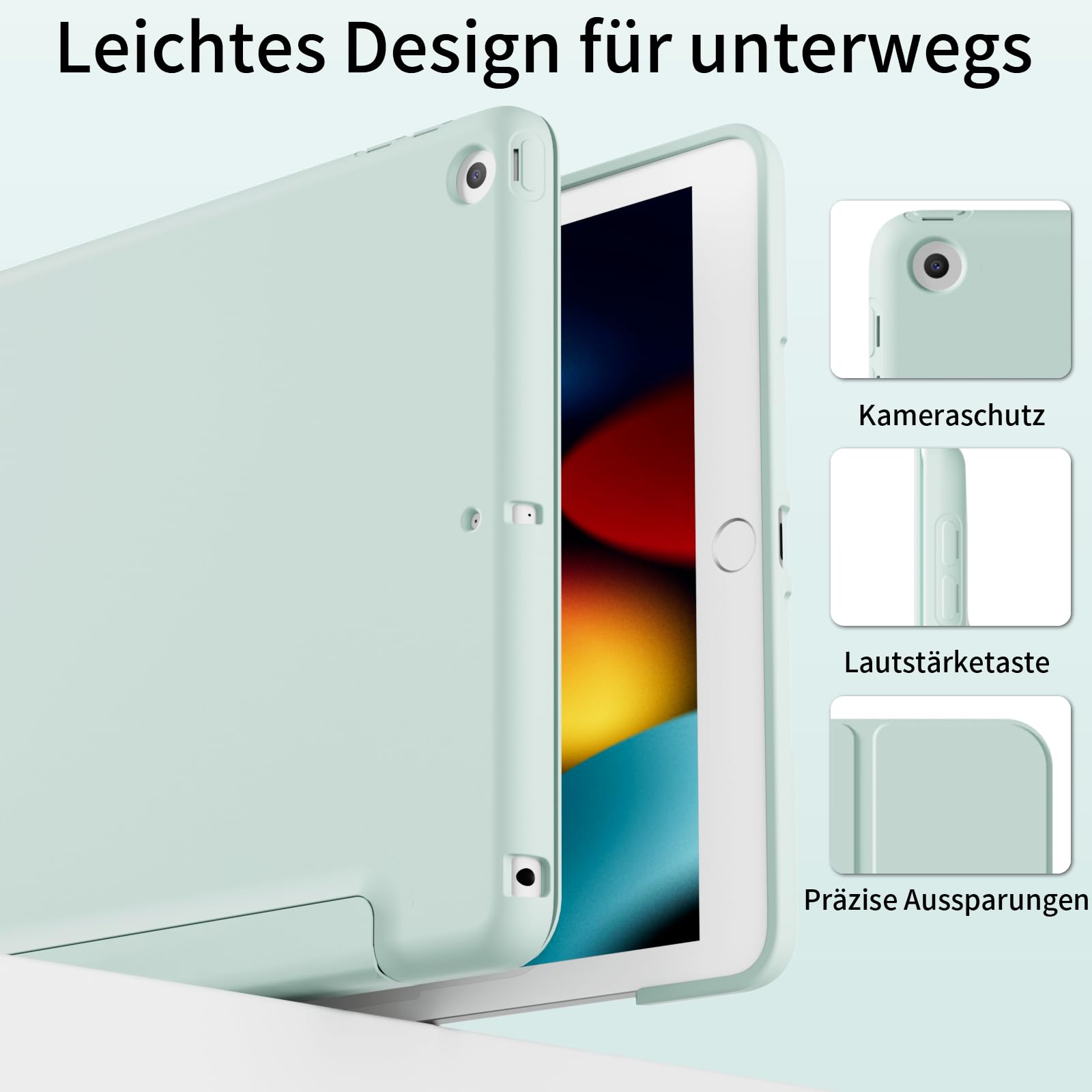 GKABXY Custodia per iPad 10.2 iPad 9a generazione 2021/iPad 8a generazione 2020/iPad 7a generazione 2019 con portamatite, supporto auto sleep/wake, custodia intelligente in TPU per iPad 10,2 pollici