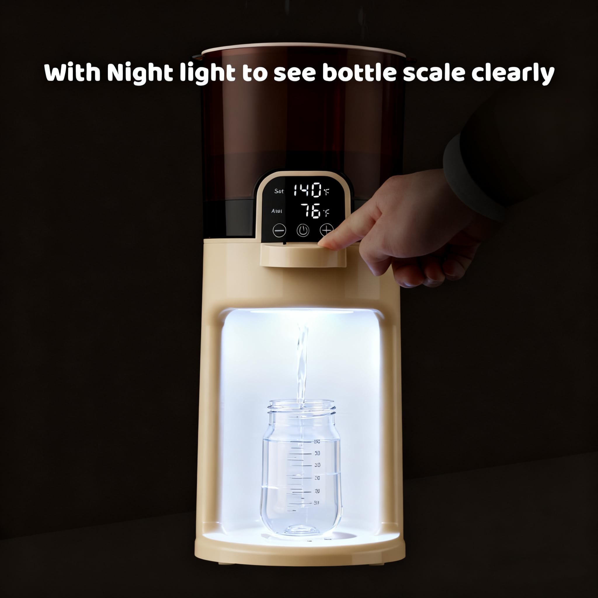 Calentador instantáneo de biberones, dispensador de agua tibia para hacer botellas de fórmula al instante, contenedor desmontable fácil de limpiar, mantiene el calor 24/7, temperatura ajustable (beige