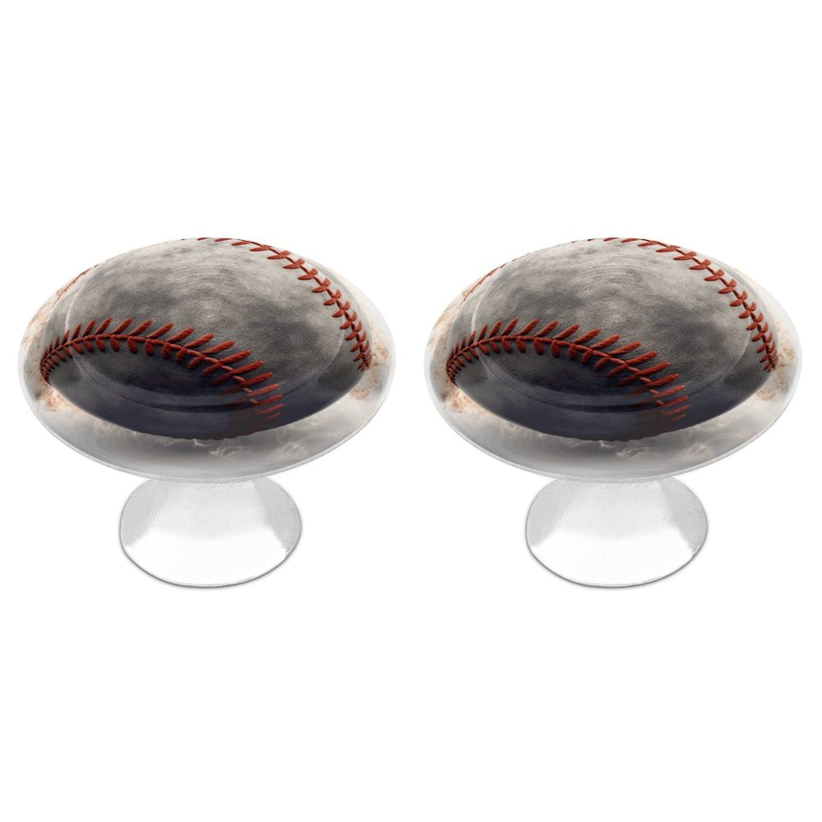 FekiLoot Baseball Cabinet Knobs Personality Stainless Steel Round Drawer Handles Circle Modern Cabinet Handles Drawer Knobs for Kitchen Dresser Bathroom Cupboard Furniture