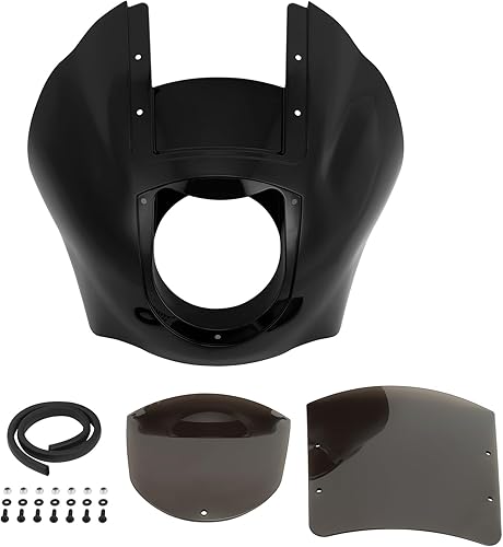 Miniatura 2 de TCT-MOTORPARTS Carenado de cabeza de cuarto y parabrisas y abrazadera de horquilla negra de 1.929 in para Harley Sportster