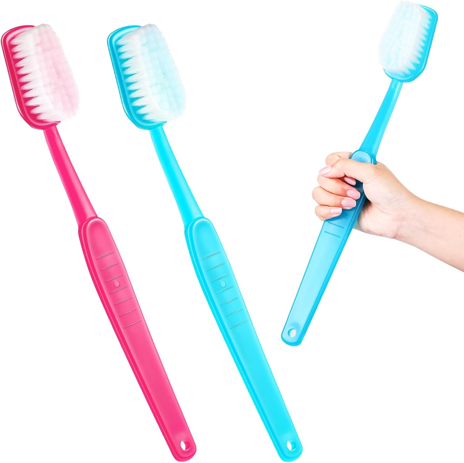 Ireer 2 Pieces Giant Toothbrush Prop Large Toothbrushes Big Brush Oversized Gag Novelty Toys for Summer Halloween Costume Take Picture Comedy Party Favors Pet Grooming Brush(Blue, Pink)