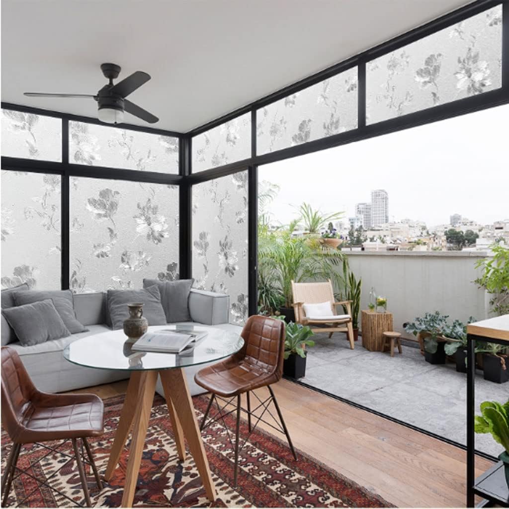 Window Film Window Stickers Window Film Glue-Free Frosted Glass Film Bathroom Window Static Film Living Room Balcony Decorative Window Film Window Privacy Film Glass Sticker(A,60 * 300 cm)