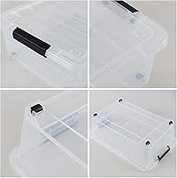 Vista 3 de Cajas de almacenamiento de 20 cuartos de galón debajo de la cama con ruedas, contenedor de almacenamiento de plástico transparente con pestillo