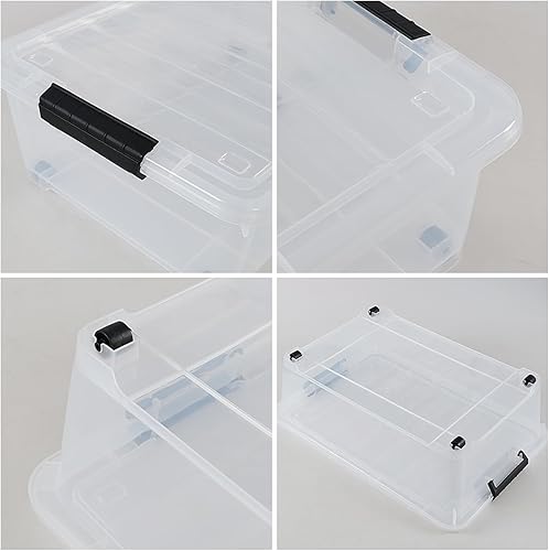 Miniatura 3 de Cajas de almacenamiento de 20 cuartos de galón debajo de la cama con ruedas, contenedor de almacenamiento de plástico transparente con pestillo,