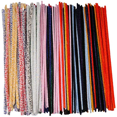 Cotton Pipe Cleaners, 300mm, Assorted Mottled & Plain Colours