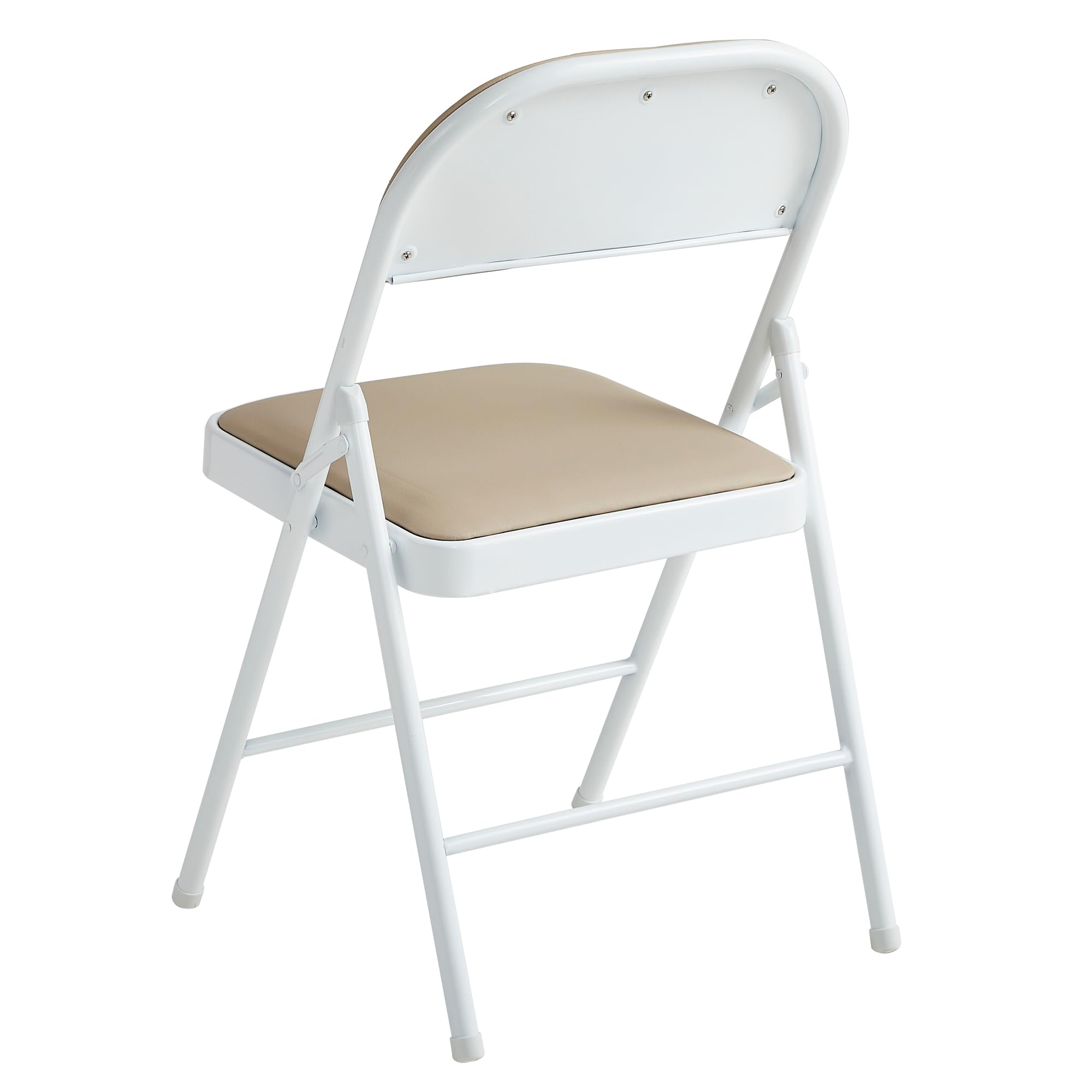 McC Direct Lot de 6 chaises pliantes en cuir synthétique, cadre en métal et siège rembourré, facile à plier et à ranger pour la maison, le bureau, la salle à manger et la réception (beige)