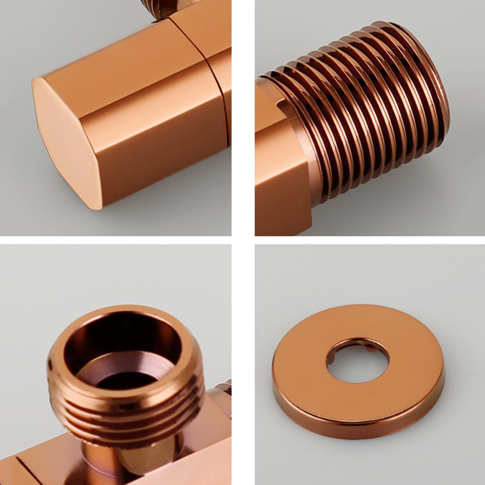 Llave de Escuadra 1/2 de Latón con Núcleo Cerámico Válvula Angular Caliente y Frío de Pared para Baño, Cocina,Oro Rosa