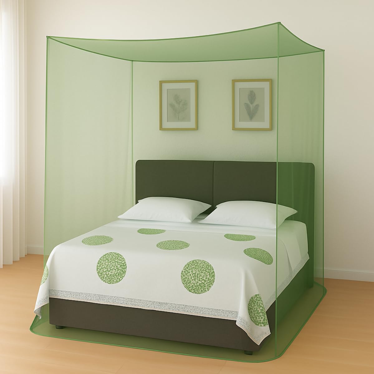 Divayanshi Foldable Polycotton Mosquito Net (Machhardani) for Queen Bed (Green, 6.5x6.5 ft) | Breathable, Lightweight & Portable | Easy Setup, Durable & Ideal for Full Protection at Home & Travel.