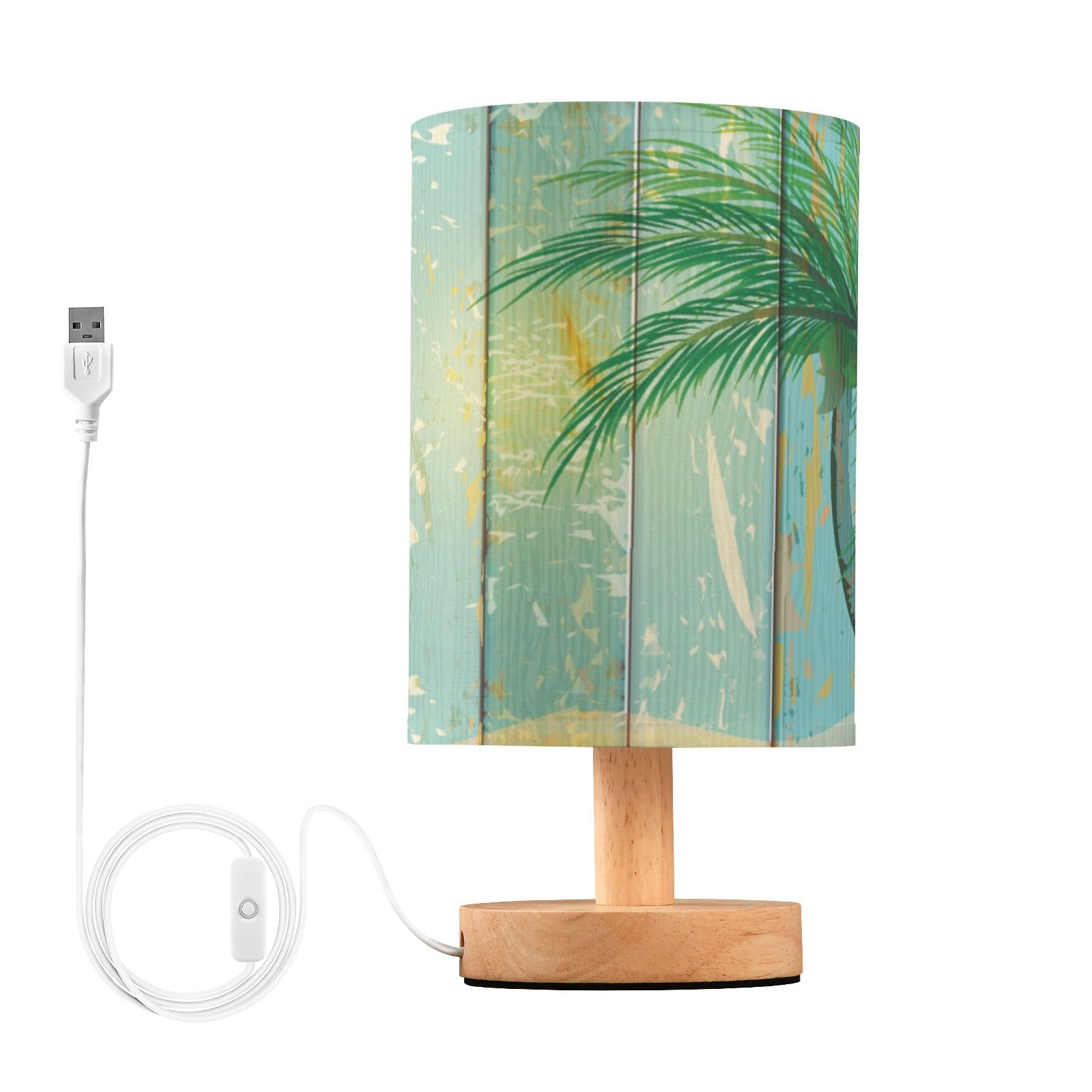 Mnsruu Small Table Lamp for Bedroom Beach Coconut Palm Tree Summer Table Lamp Nightstand Lamp for Livingroom Office Reading Working Table Desk