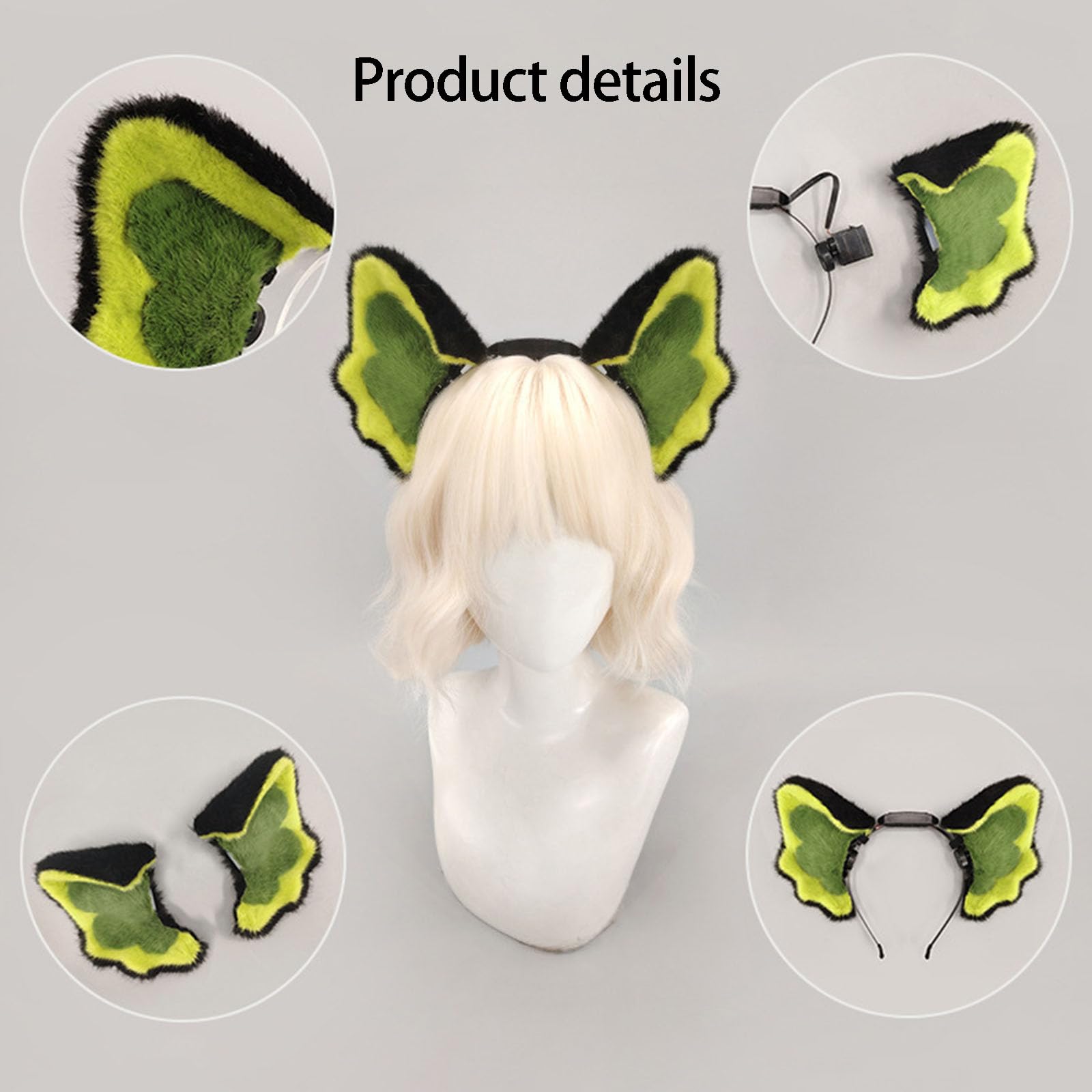 Diadema de orejas de gatito para niñas, orejas dinámicas para cosplay, disfraces, máscaras, Halloween, cosplay, fiesta, orejas de movimiento interactivo