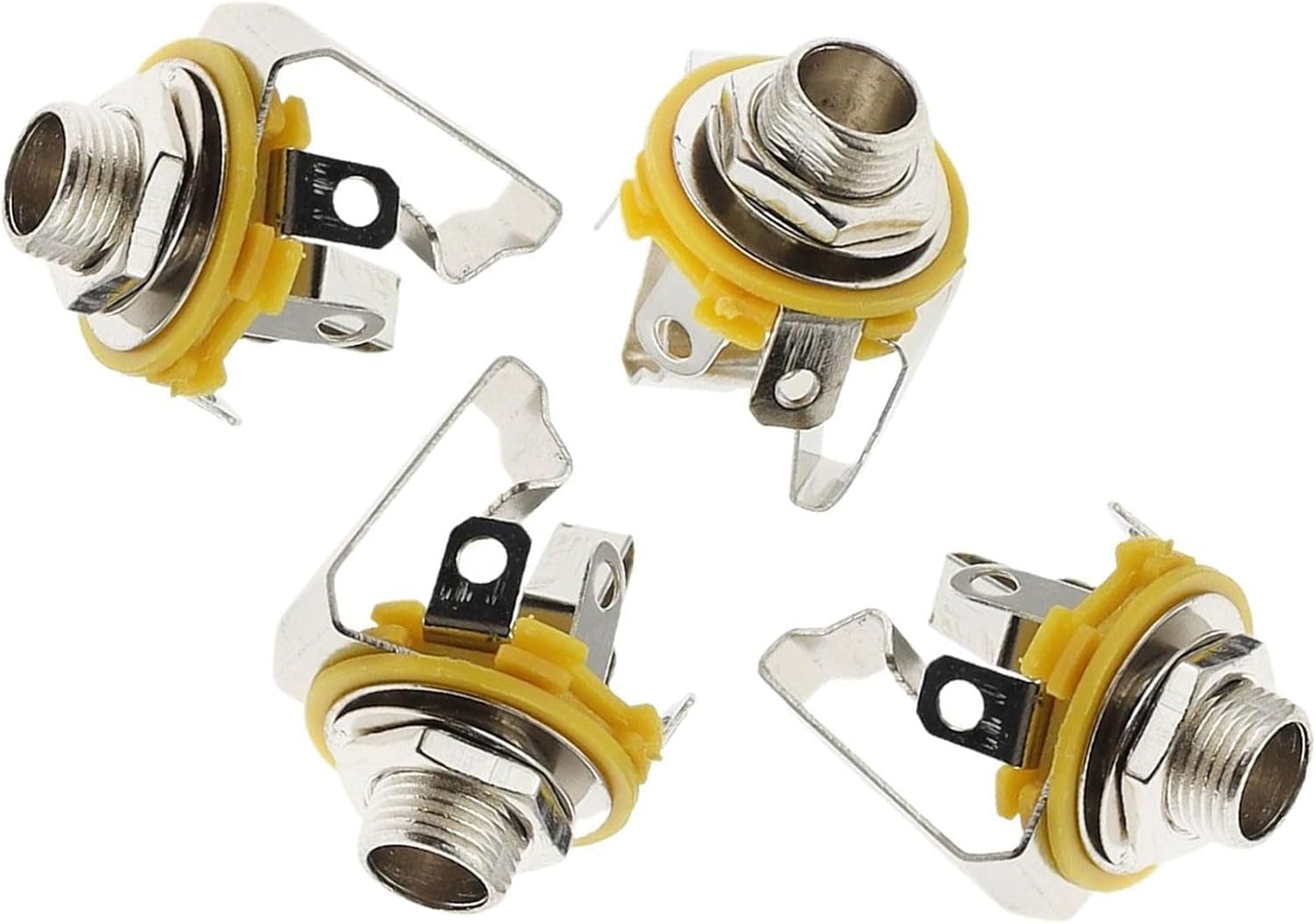 Kyryd 4-Pack 1/4 Inch Electric Jack, Ts Mono Panel Mount Socket With Washer And Nut Solder Type, Guitar Jack Socket For Guitar, Bass, Audio Equipment - Durable, Reliable Connection For Music Gear
