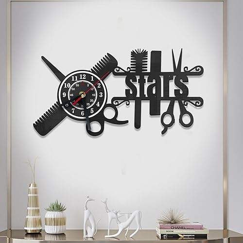 DEZUNTU Reloj de pared de madera personalizado con textonombre personalizado, reloj de pared para salón de diversión, peluquería y peluquería,