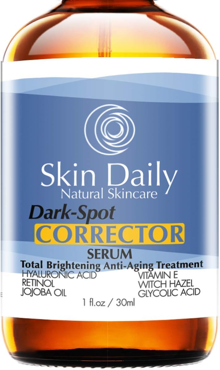 Skin Daily Dark Spot Facial Serum - With Hyaluronic Acid, Witch Hazel, Salicylic Acid, Retinol (1%), Glycolic Acid - 1 oz