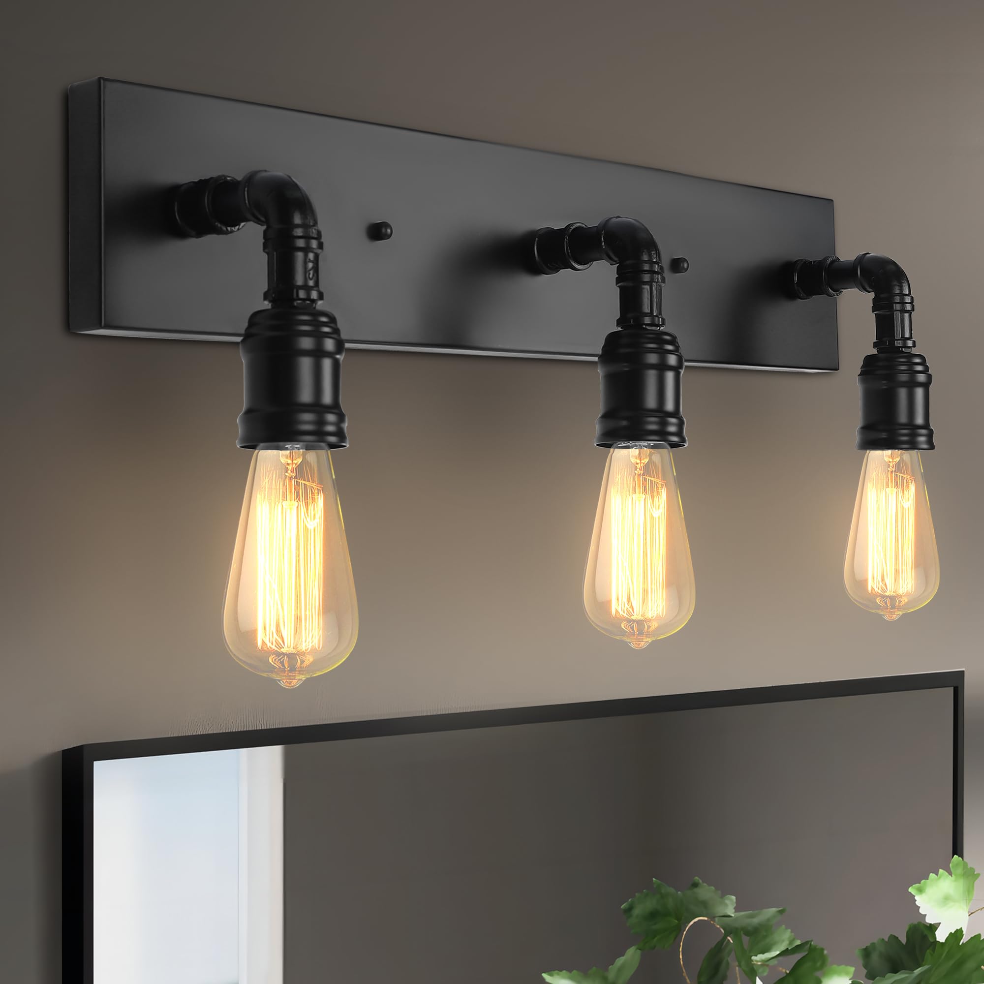 3 Lights Bathroom Vanity Light Fixture, Industrial Metal Water Pipe Wall Sconces for Bedroom Dressing Room Powder Room Entryway
