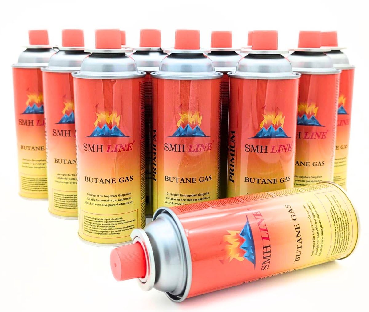 SMH LINE® Set di fornelli a gas doppio da campeggio, con 8 cartucce di gas da 227 g, per esterni, 2 fuochi GPL