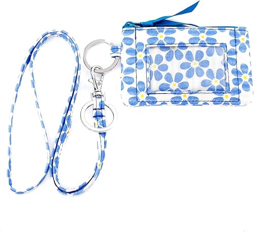 Combo de estuche de identificación con cremallera y cordón para mujer (varios equipos disponibles), llavero con tarjeta, cartera de identificación