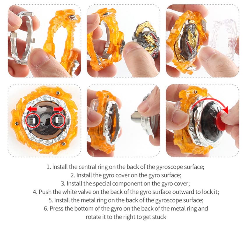 Miniatura 8 de Juego de cuchillas de bahía para lanzador izquierdo y derecho de 8 a 12 piezas para niños, juguete Bey Burst Bayblayed King Helios Battling Tops Bey