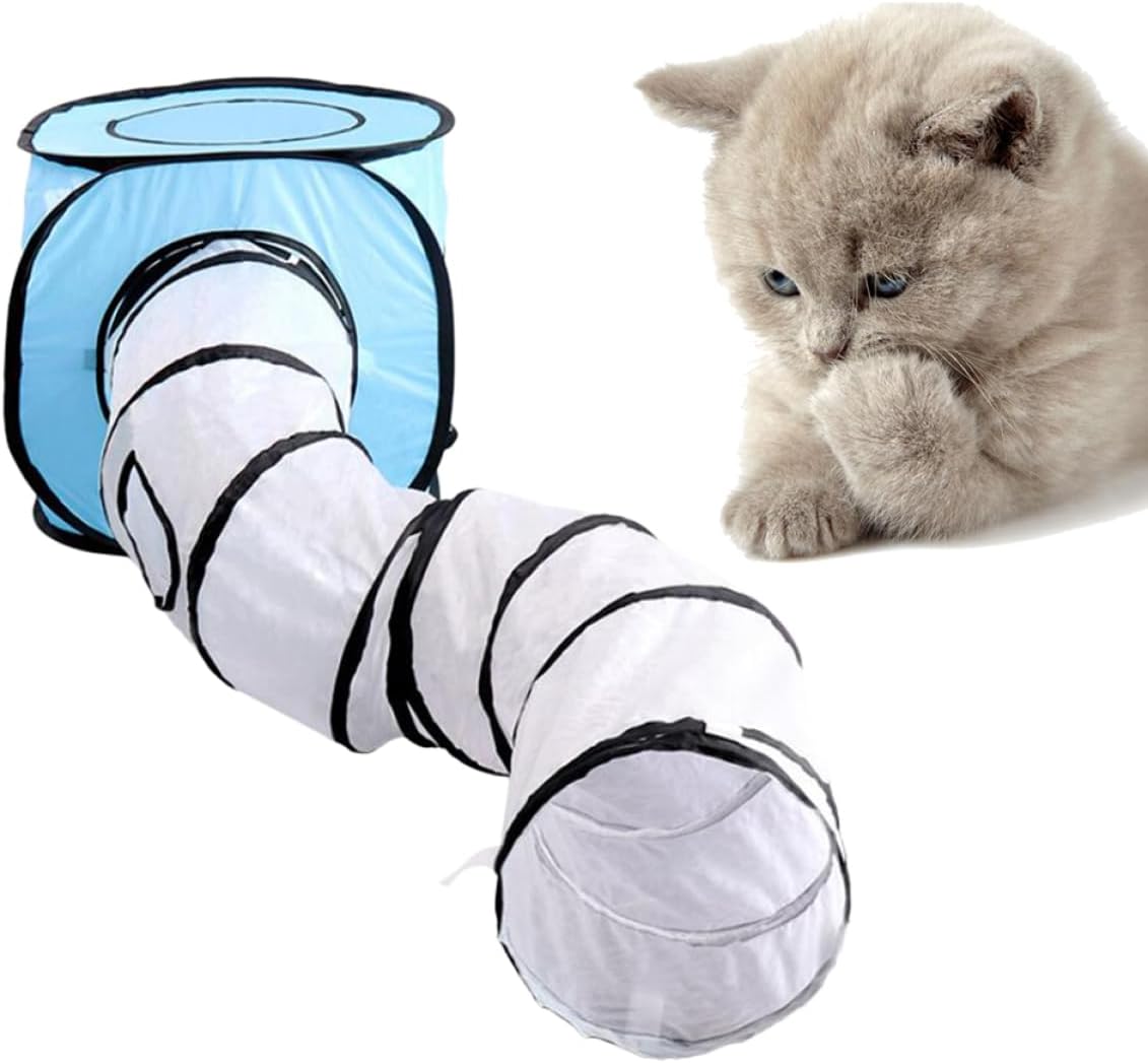 Interactive Cat Tunnel Bed Foldable s Shape Tent for Indoor Outdoors Cats Kitten Toys