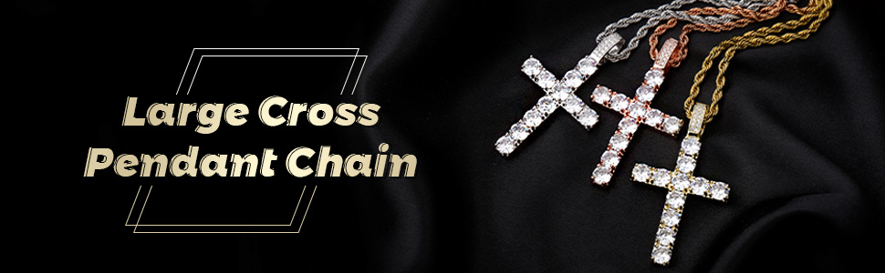 TOPGRILLZ Cross Necklace for Men Gold Necklace for Women Gold