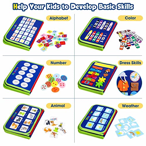 Toddler Busy Board - Montessori Toys for 1-3 Year Old Boy Birthday Gift, Educational Learning Sensory Busy Book for Two Year Old Boys, Kids Ages 2-4 Activities Toy for Airplane Car Travel - Image 3