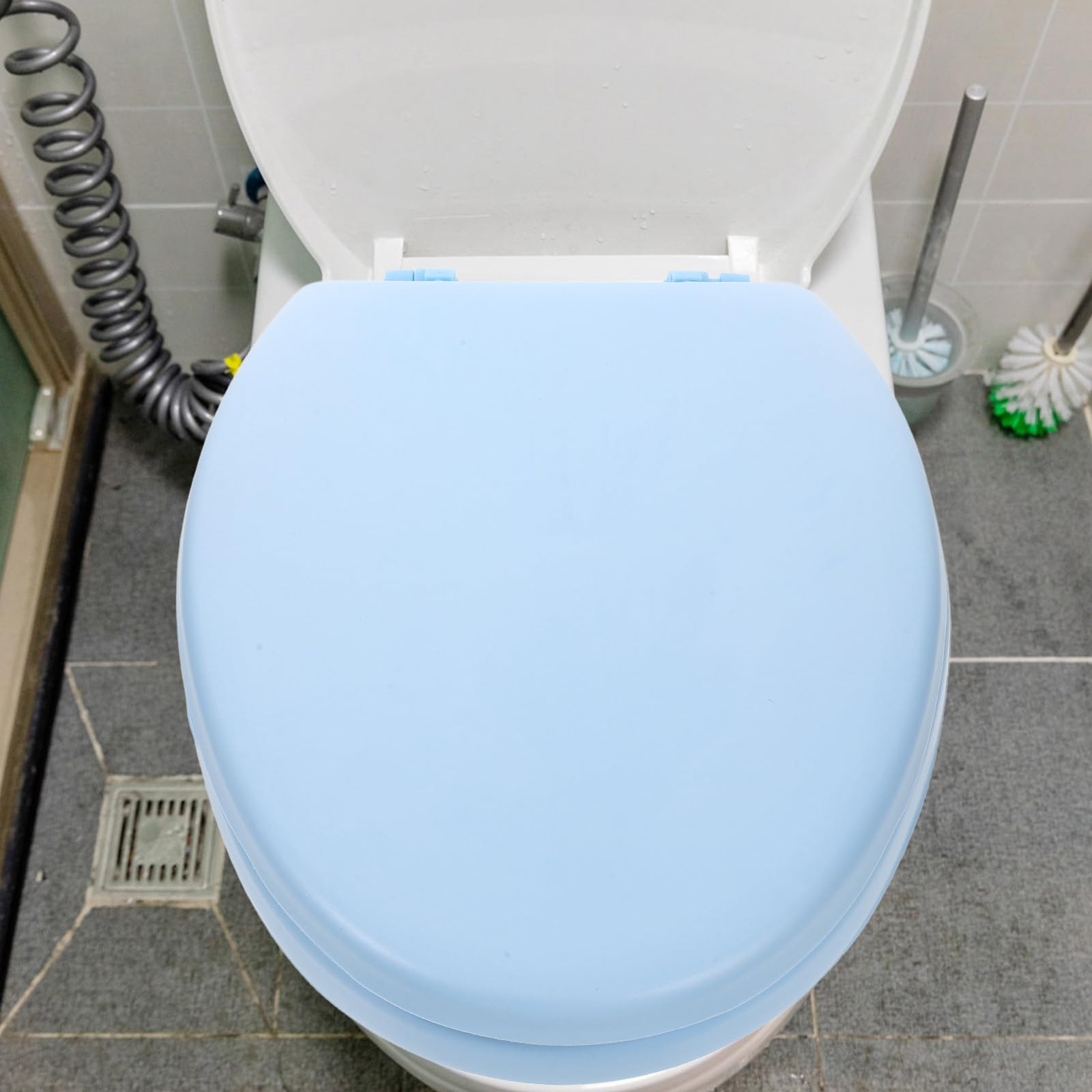 SOLUSTRE Gepolsterter Schaumstoff Toilettensitz mit V Förmigem Boden Langlebiger Ersatz Toilettensitz für Badezimmer und Öffentliche Toiletten Abnehmbarer Toilettensitzbezug