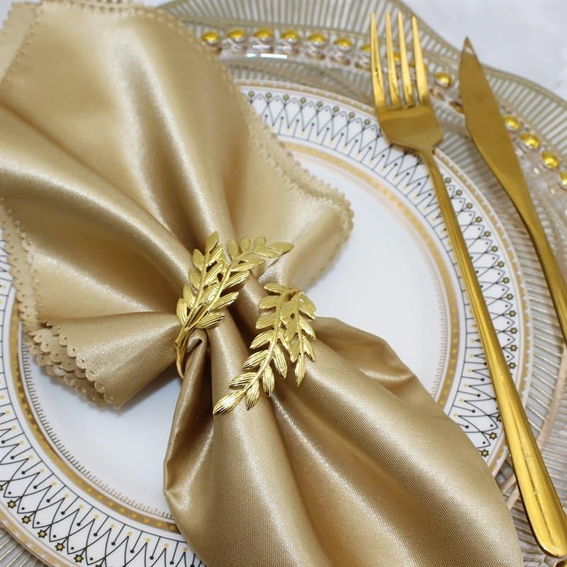 12Pcs Gold Silber Blatt Serviette Ringe Halter Herbst Serviette Schnalle for Hochzeit Party Home Küche Home Tisch Dekor (Color : HWL88-Gold)