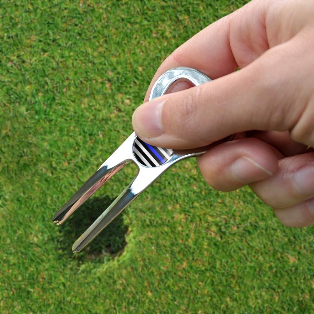 GRAPHICS & MORE Thin Blue Line American Flag Golf Golfing Divot Repair Tool Bottle Opener