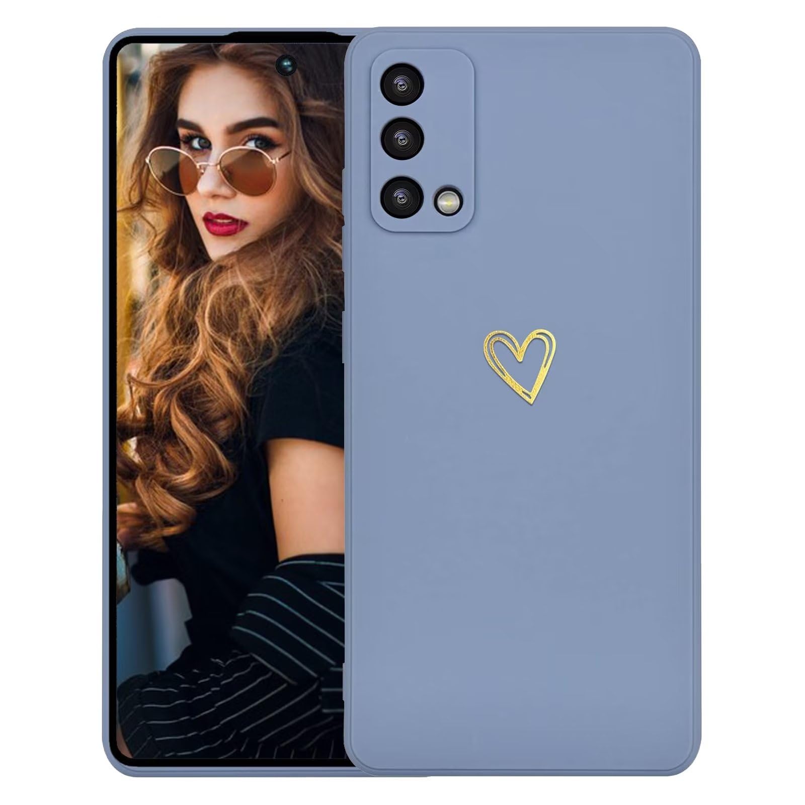 Custodia Per OPPO A74 5G/A54 5G - Silicone Morbido Con Cuore Oro | Design Minimalista E Antiurto