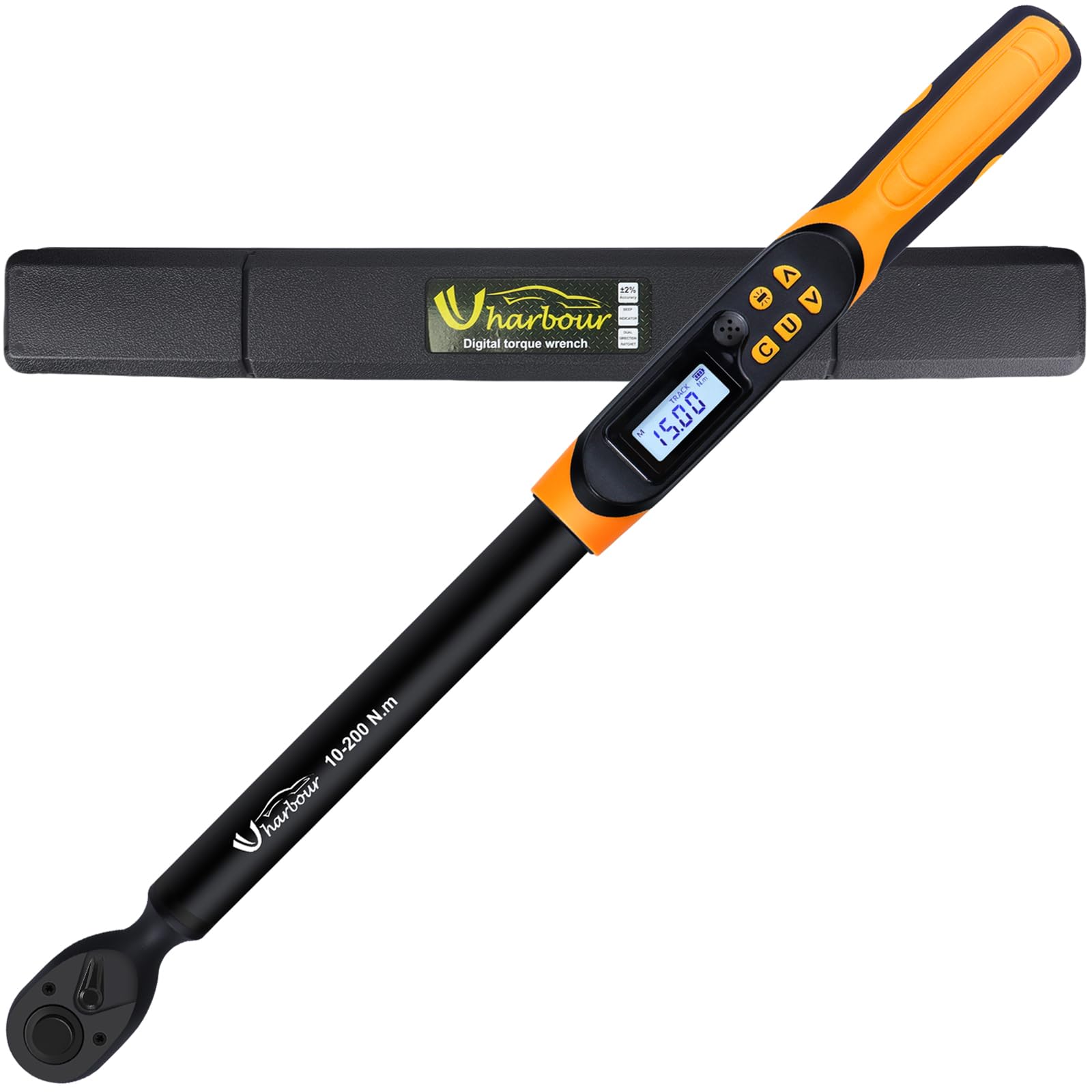 UharbourDigital Torque Wrench 1/2 Drive, Torque Wrench Digital 14.8-147.5 ft-lbs(20-200Nm), Torque Wrench with Buzzer&LED Indicator, Digital Torque Wrench for Automotive/Moto/Bicycle, Accuracy ±2%