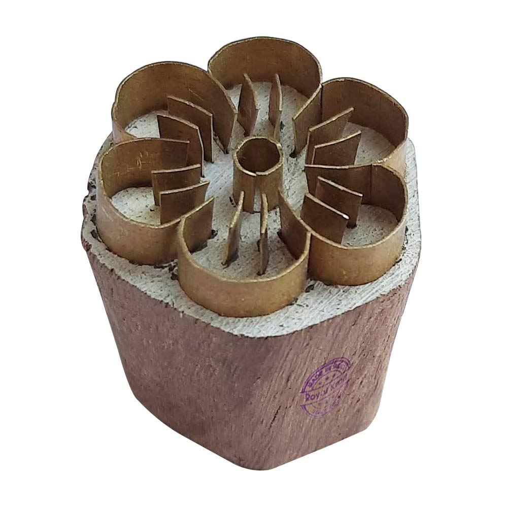 Royal Kraft Floral Brass Wooden Stamps for Block Printing on Clay, Pottery, Fabric Btag116