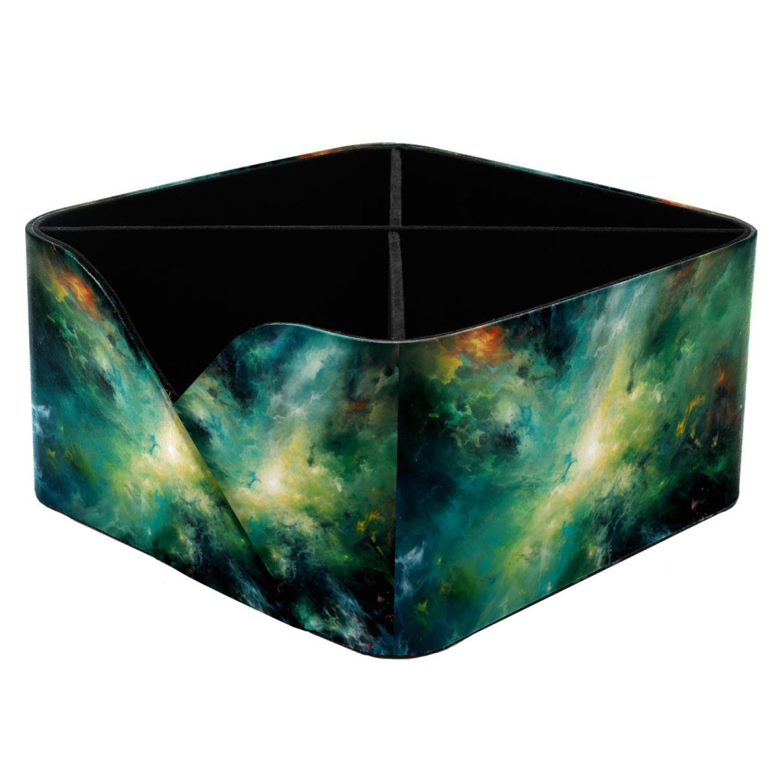 Boîte de rangement galaxie verte pour le bureau des enfants et les cosmétiques des femmes
