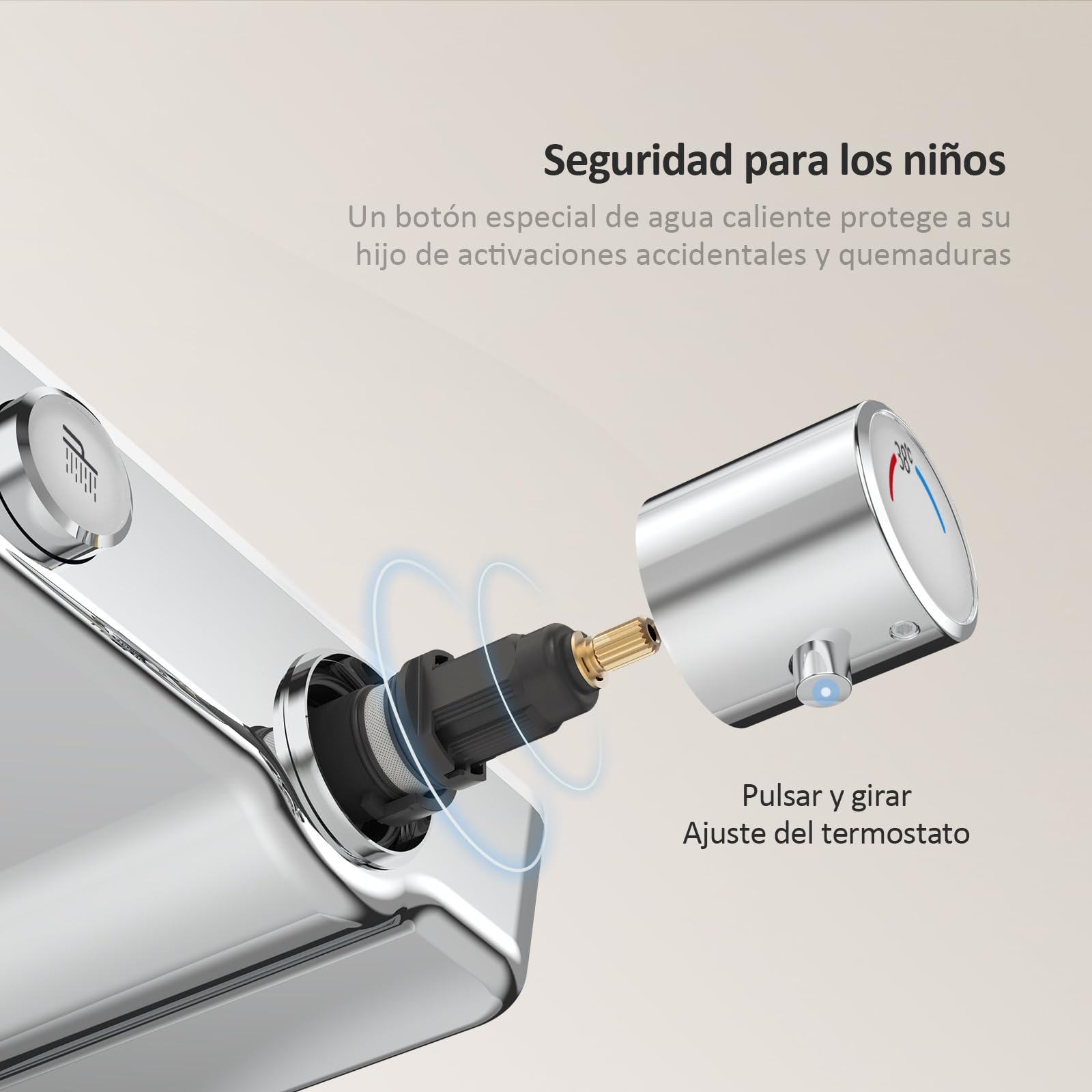 EMKE Columna de Ducha Termostática con Ducha de Lluvia y Ducha Manual, 1142x303x460mm, Cromado, set de ducha con estante de vidrio,Altura Adjustable 812-1142mm,Función 3 en 1