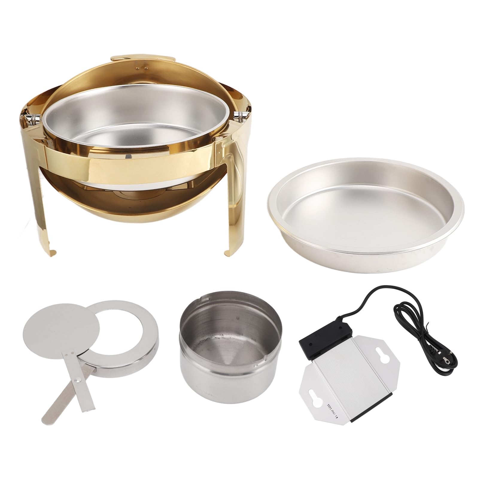 Juego de Calentador de Buffet de Acero Inoxidable, Calentador Elegante para Fiestas de Catering, 6 litros, Dorado (1 sartén de tamaño Completo)