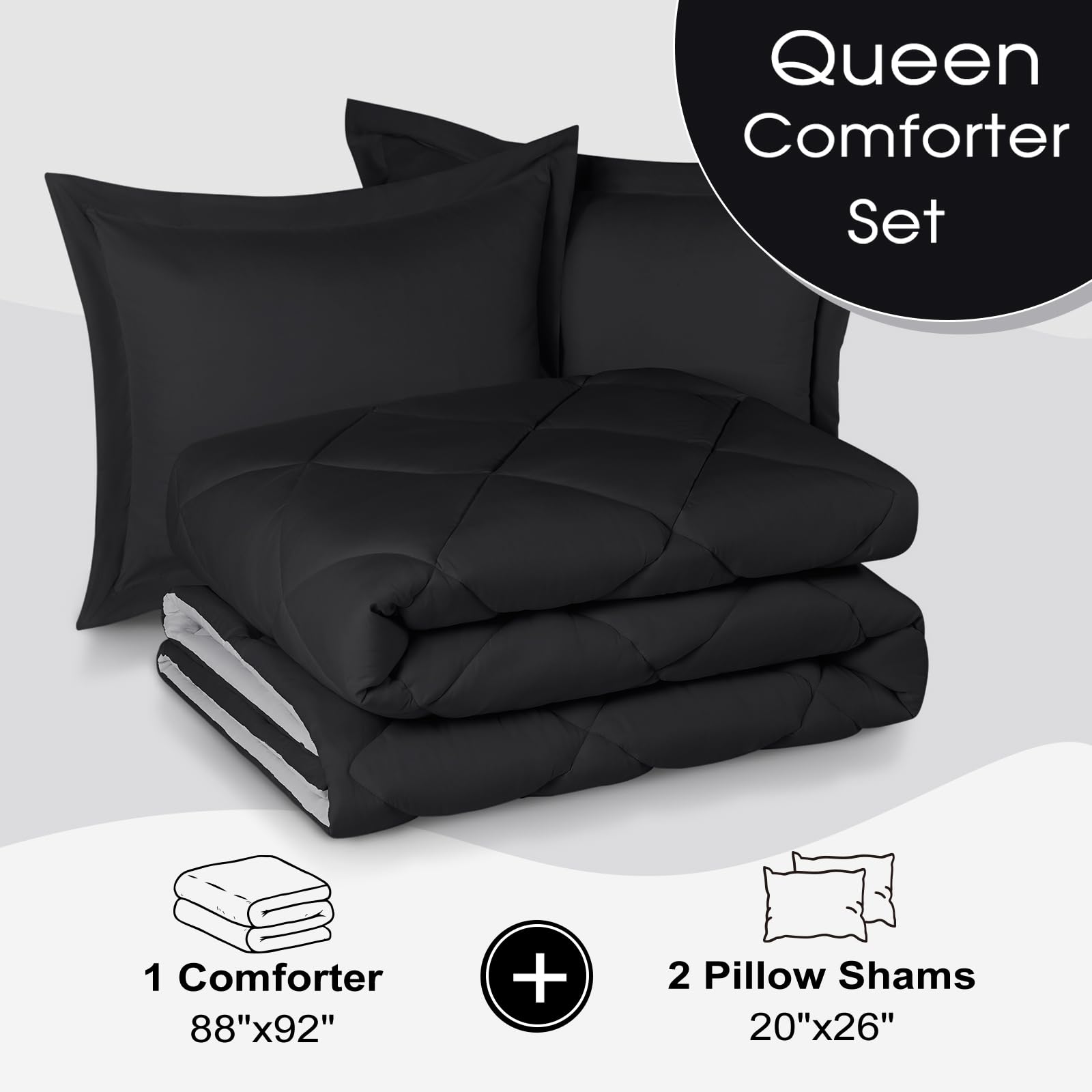 Basic Beyond Set di biancheria da letto Queen size, 1 piumino (223,5 x 233,7 cm) e 2 federe (50,8 x 66 cm + 5,1 cm)