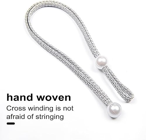 Miniatura 4 de Alzapaños para cortina, 2 piezasjuego de alzapaños de cortina de perlas sintéticas, elegante, moderno, sin perforaciones, ajustable, soporte para