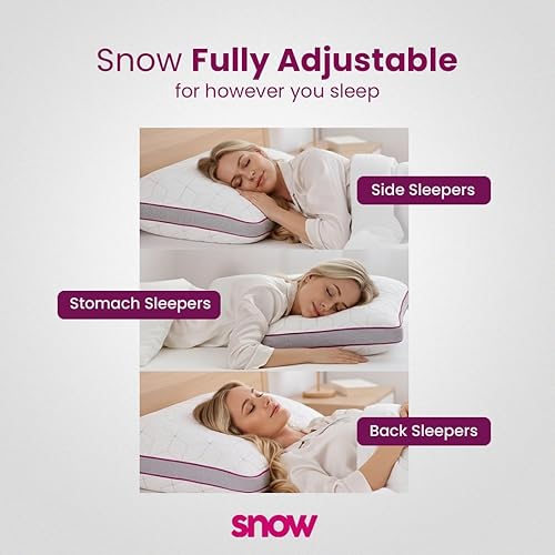 Miniatura 6 de IWS I WANNA SLEEP SnowTouch Almohada ajustable, soporte para el cuello, almohadas de cama tamaño Queen para dormir, espuma viscoelástica de corte