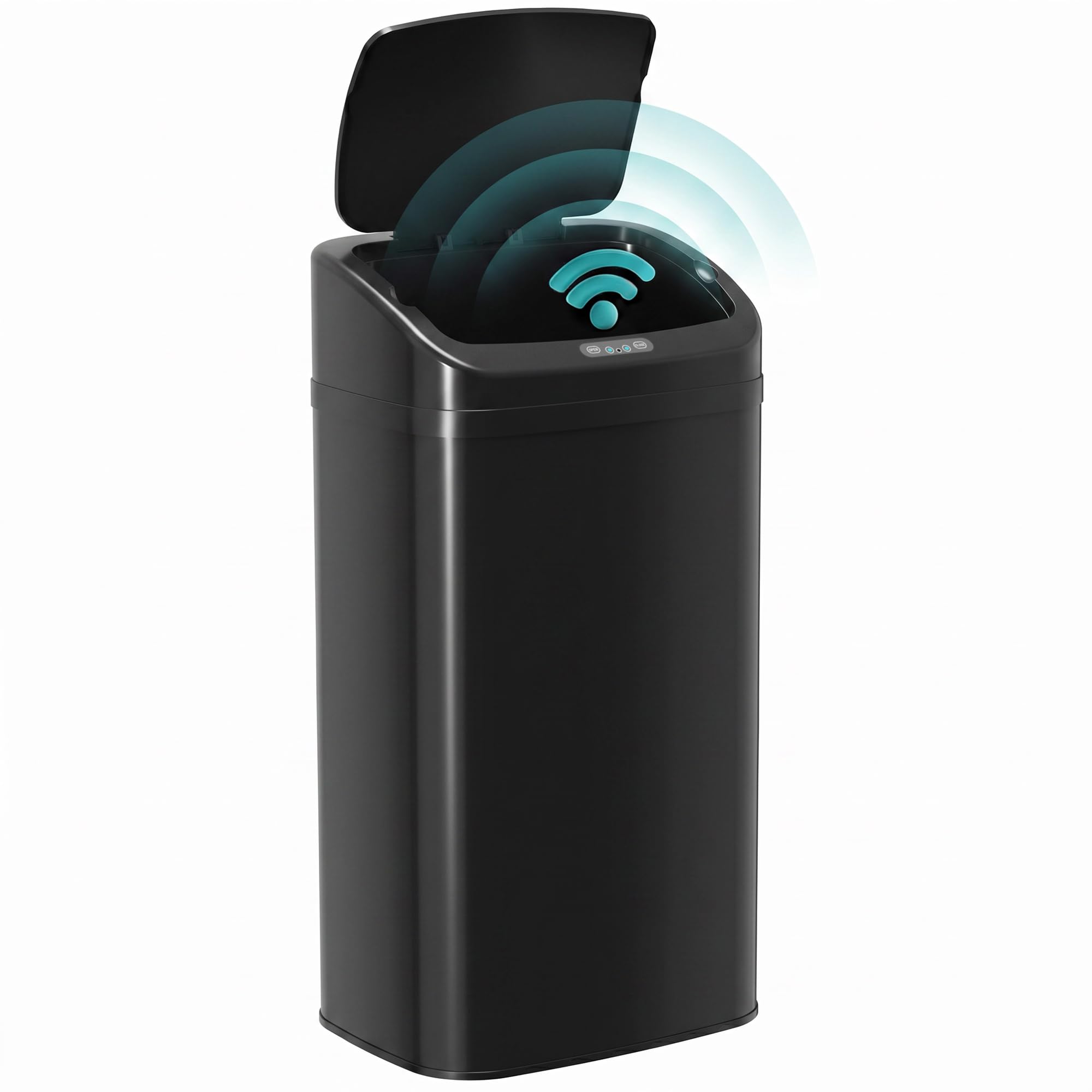 HOMCOM 48L Sensor Bin, Stainless Steel Kitchen Bin with Automatic Soft Close Lid and Fingerprint-Proof for Recycling and Waste, Black