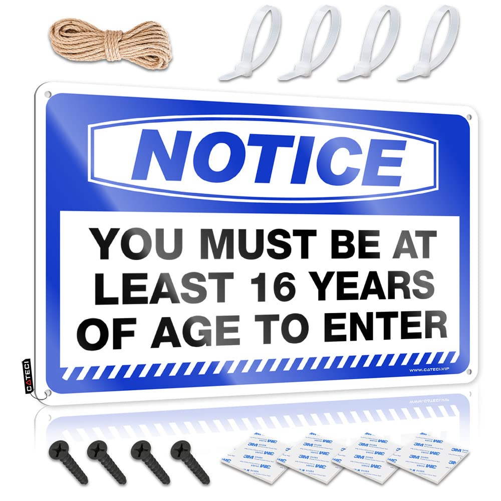 Ztbbdnqha Men's One Color Metal Tin Signs Funny Notice You Must Be At Least 16 Years Of Age To Enter Tin Sign Bro Cave Sign Funny Decor For Bar(30X40cm)