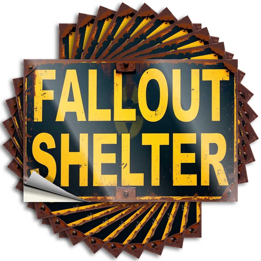 Abipuir Fallout Shelter Signage Stickers for Your Car - 10 Mechanical Stickers (8 x 12 cm)