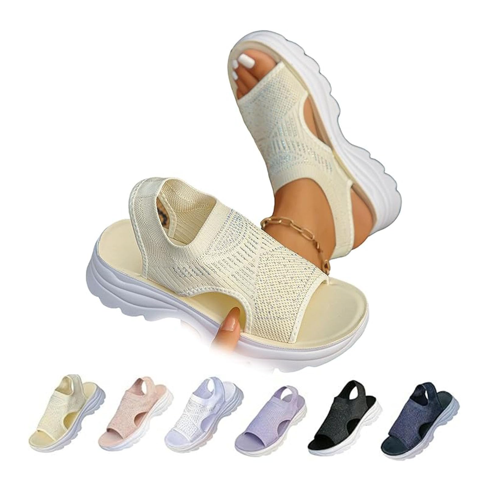 Sandalias ortopédicas para mujer, zapatos de playa para mujer, beige, 40 EU