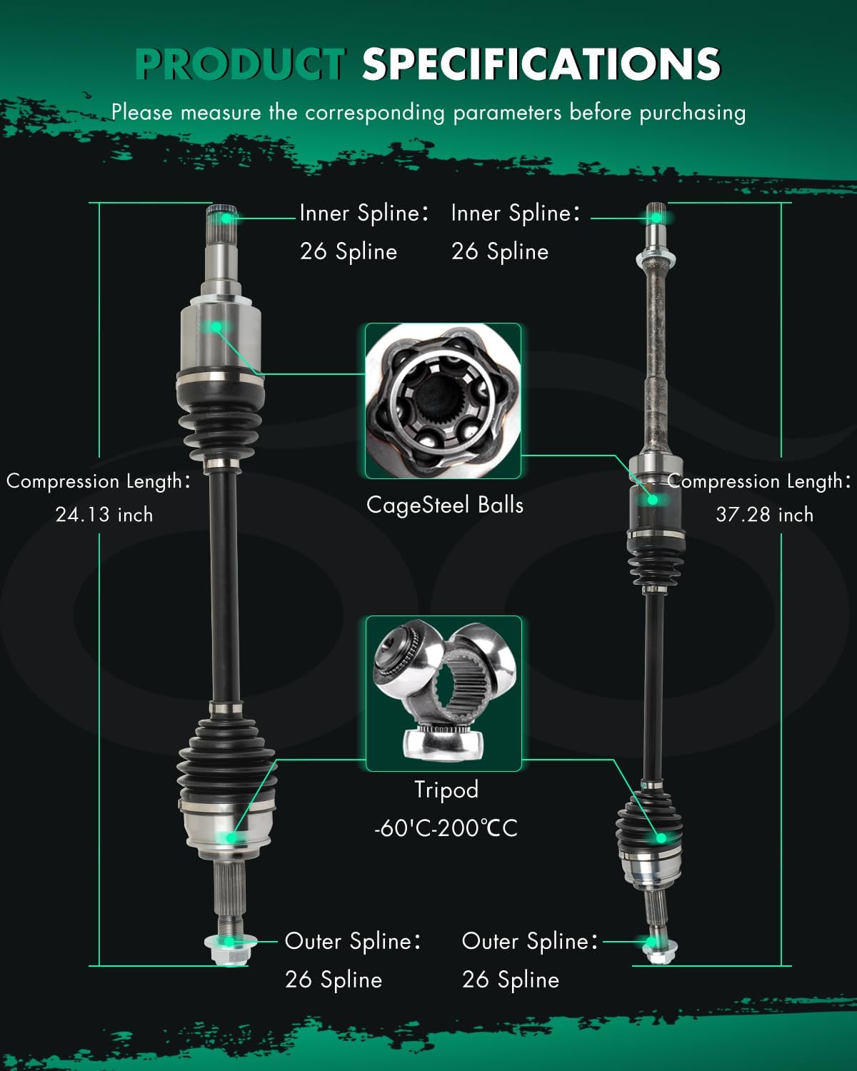 SCITOO Front Left Right CV Axle Half Shaft Fit For Scion iA 1.5L,For Toyota for Yaris iA 1.5L 2016-2017 43420WB003