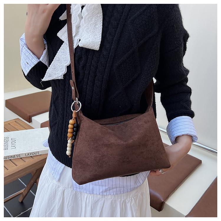 Slouchy Suede Hobo Bags Women Retro Crescent Crossbody Purses Trendy Satchels Underarm Shoulder Bag Travel Tote Handbag 20252