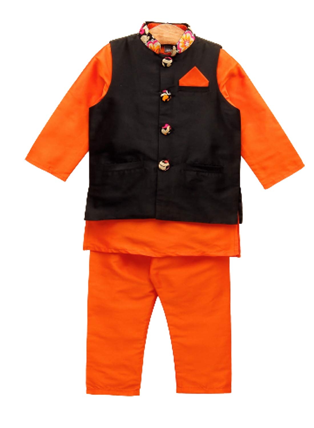 A.T.U.N. All Things Uber nice Boy's Solid Regular Pyjama Jacket Set (BJKP_Orange-Black 13-14 Years)