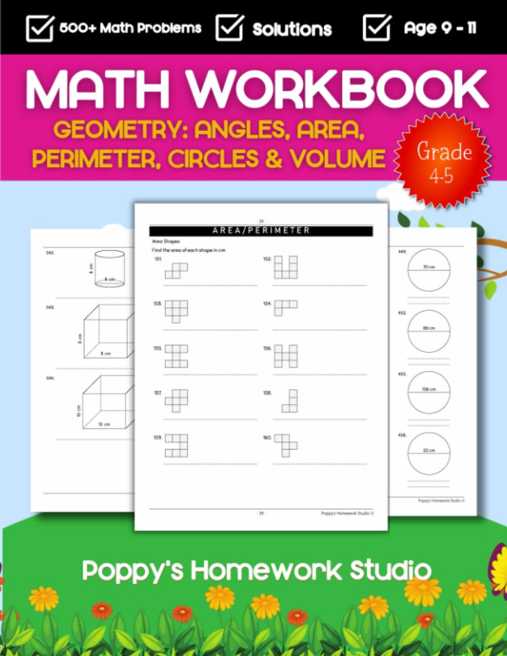 4th & 5th Grade Geometry Workbook (Angles, Area, Perimeter, Circles & Volume): Math Worksheets For Ages 9, 10 & 11 Years Old