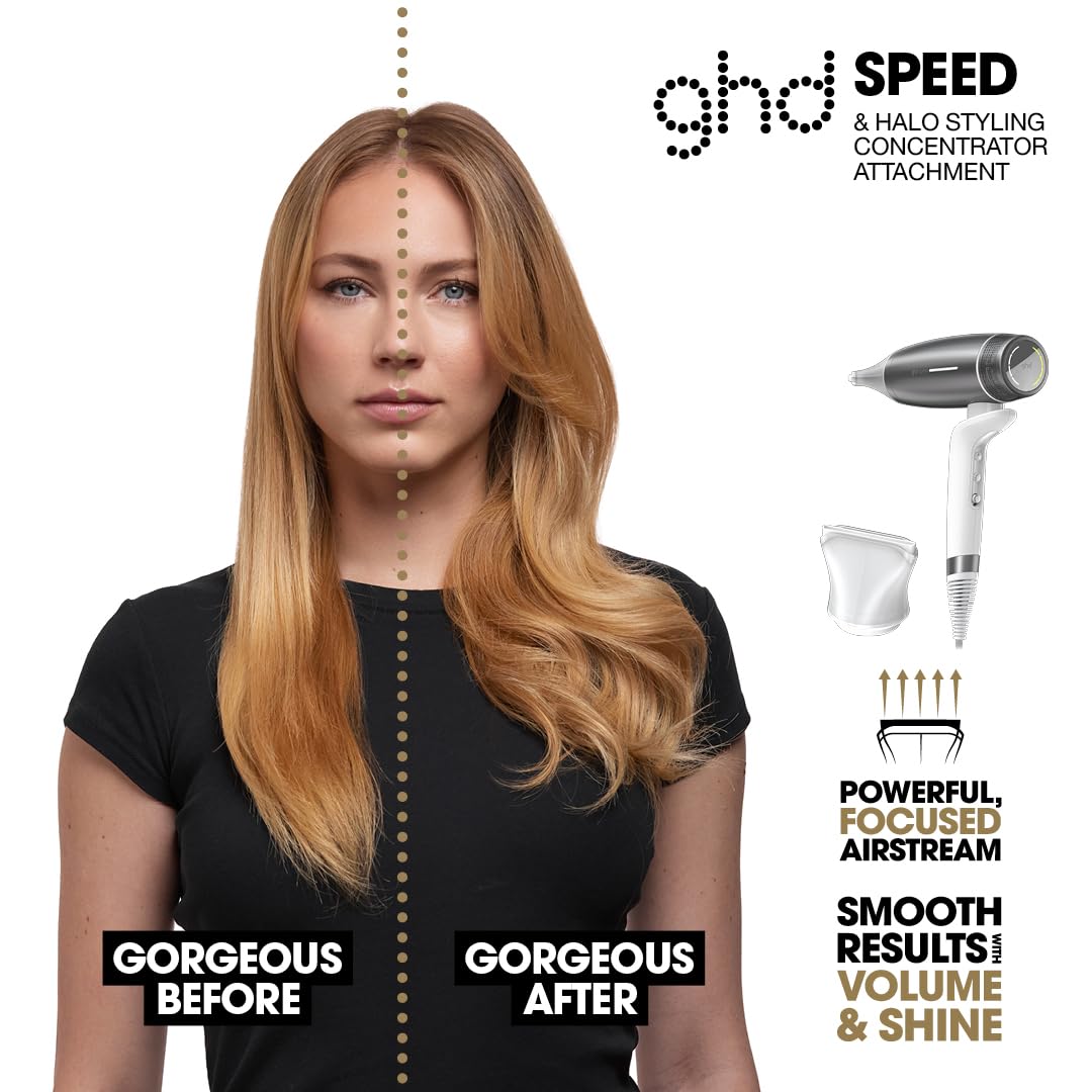 ghd Speed Ionic Hair Dryer in Silver White - Fast, Quick, Powerful Blow Dries with Control & No Heat Damage, ghd's Best Blow Dryer - for All Hair Types (UK Plug) - 3