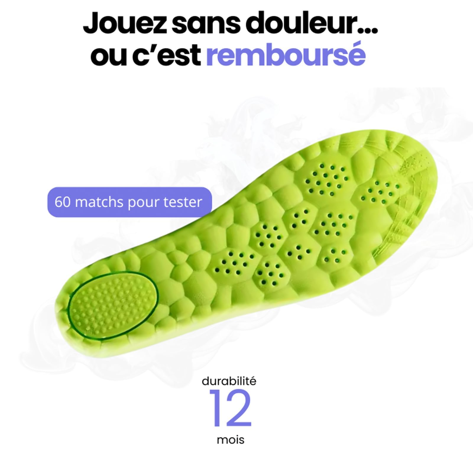 Semelle Padel - Semelle Confortable à Amortissement Élevé, Support Plantaire Renforcé pour Sportifs de Padel, Homme (43-44)