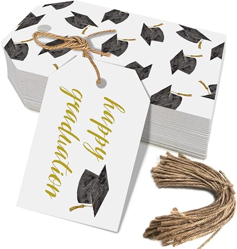 50 etiquetas de regalo de graduación, regalos de fiesta de graduación de felicitaciones, etiquetas de regalo para escuela secundaria o feliz