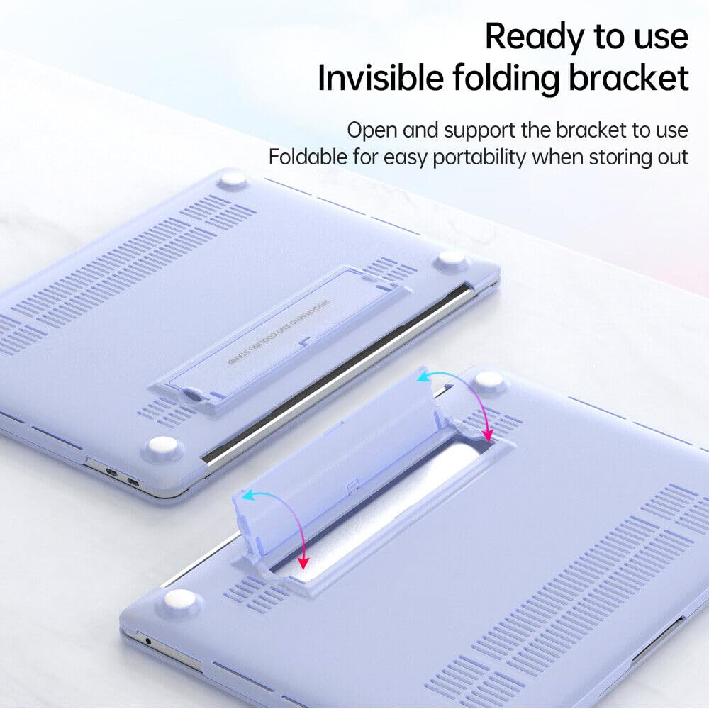Compatible con MacBook Pro de 14 pulgadas (14.2 pulgadas) A2442 (Color: Azul Paz) Funda protectora rígida de silicona a prueba de golpes con soporte y tapa trasera