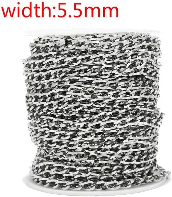 5.5mm Width Stainless Steel Link Chain Twisted Chains Fit for Jewelry Making DIY (Color : 5mm, Size : 5M)