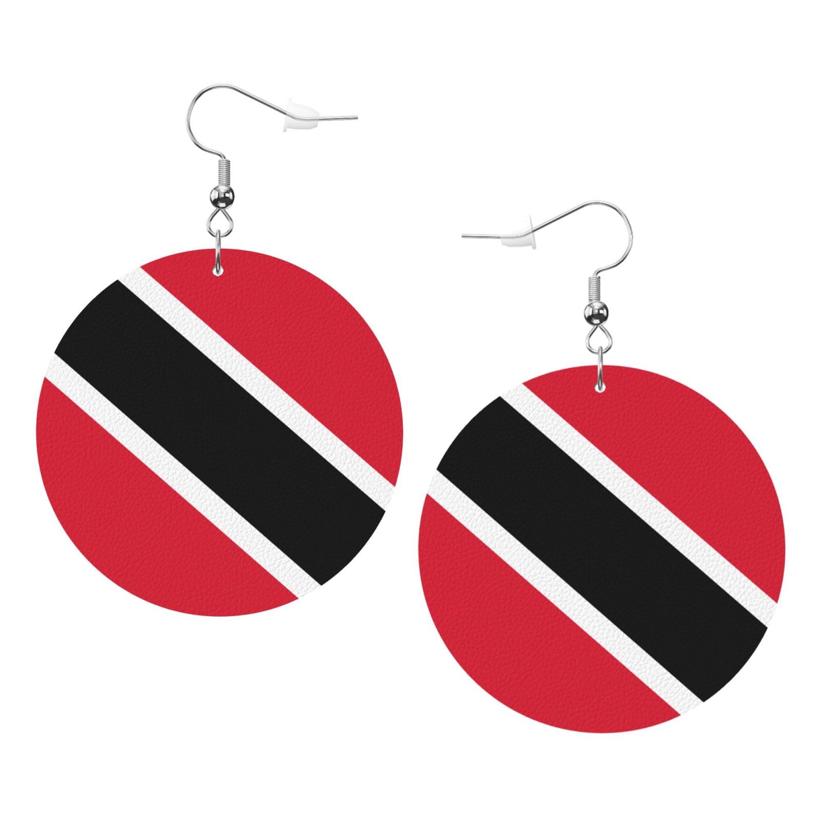 DUIYWFHUsa Flag Pennsylvania Faux Leather Earrings For Women Lightweight Round Dangle Earrings Gift